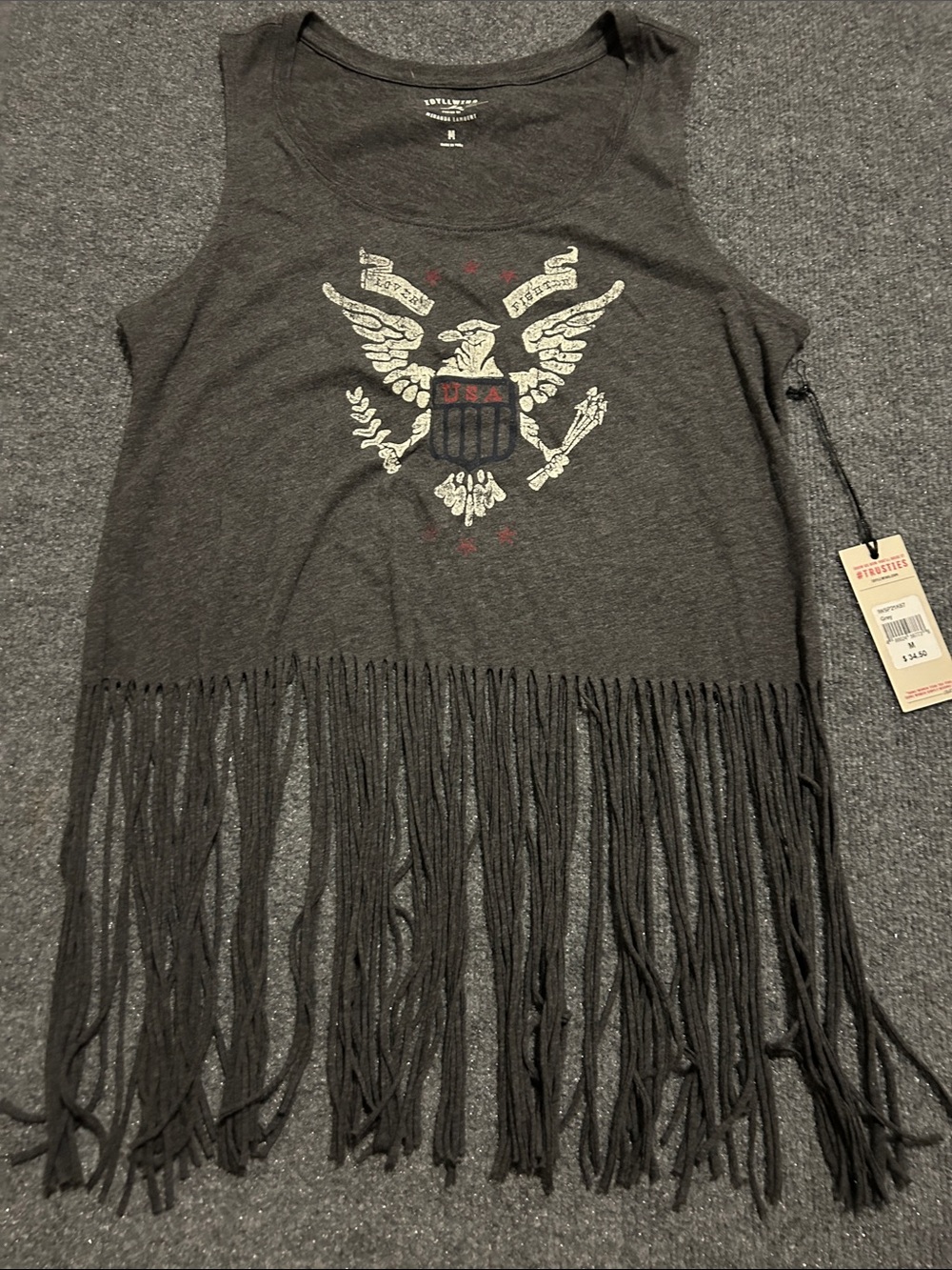 Idyllwind Dark Charcoal Graphic Fringe Tank